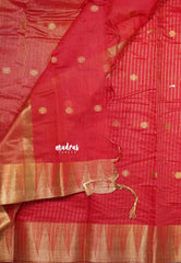 Spicy Red - Maheswari - Lightweight cotton silk saree with temple border - Perfect for Temple Visit