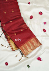 Majestic Maroon - Maheswari - Lightweight cotton silk saree with temple weaving border  - Perfect for Small Functions
