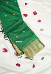 Classic Green - Maheswari - Lightweight cotton silk saree with temple weaving border  - Perfect for Small Functions