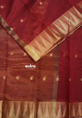 Majestic Maroon - Maheswari - Lightweight cotton silk saree with temple weaving border  - Perfect for Small Functions
