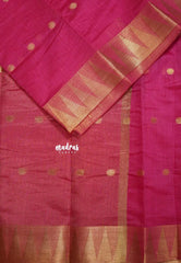 Rose Pink - Maheswari - Lightweight cotton silk saree with temple weaving border  - Perfect for Small Functions