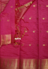 Rose Pink - Maheswari - Lightweight cotton silk saree with temple weaving border  - Perfect for Small Functions