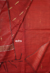 Reddish Maroon - Khadi Silk with Thread Weaving buttas - Best for Temple Visit
