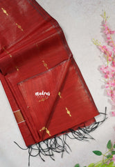 Reddish Maroon - Khadi Silk with Thread Weaving buttas - Best for Temple Visit