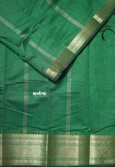 Classic Green - Maheswari - Lightweight cotton silk saree with traditional border  - Perfect for Small Functions