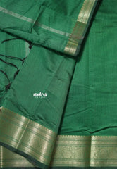 Classic Green - Maheswari - Lightweight cotton silk saree with traditional border  - Perfect for Small Functions
