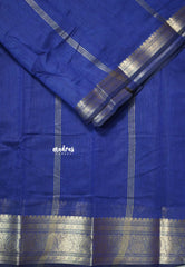 Navy Blue - Maheswari - Lightweight cotton silk saree with traditional border  - Perfect for Small Functions