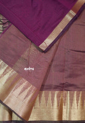 Berry Bliss Purple - Maheswari - Lightweight cotton silk saree with temple border  - Perfect for Small Functions