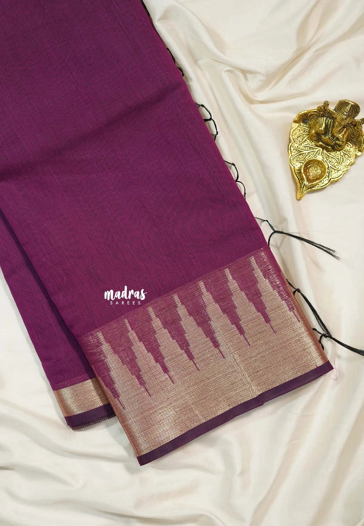 Berry Bliss Purple - Maheswari - Lightweight cotton silk saree with temple border  - Perfect for Small Functions