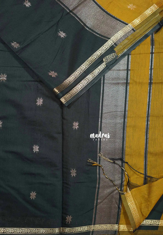 Mustard brown - Maheswari - Premium lightweigt cotton silk with contrast pallu and blouse