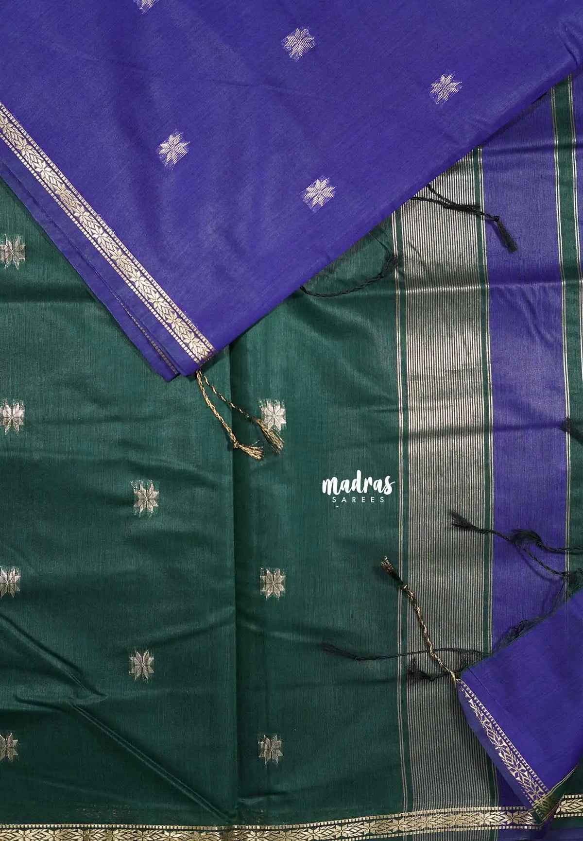 Violet purple - Maheswari - Premium lightweigt cotton silk with contrast pallu and blouse
