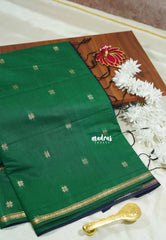 Green - Maheswari - Premium lightweigt cotton silk with contrast pallu and blouse