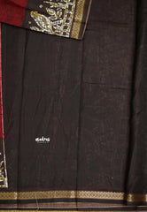 Uniform sarees Malgudi printed silk - Maroon with Brown