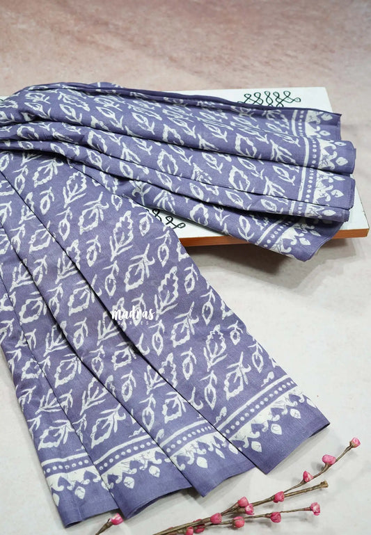 Lavender - Zara Malgudi  printed silk with Leaf Prints