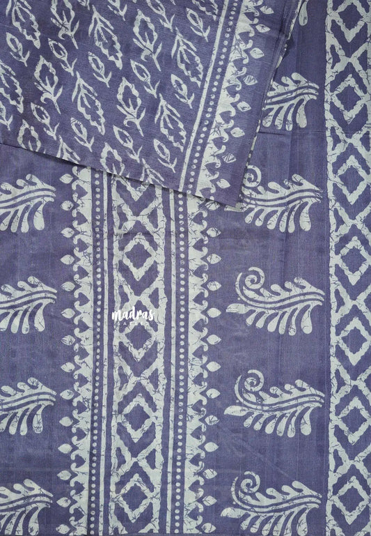 Lavender - Zara Malgudi  printed silk with Leaf Prints