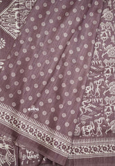 Uniform sarees Malgudi printed silk warli art designs - Pastel Purple