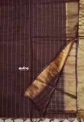 Mangalgiri semi pattu checks body with getti border  - Deep brown