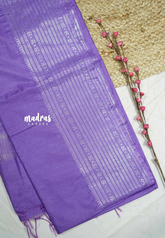 Mangalgiri semi pattu plain body with getti border  - Lavender
