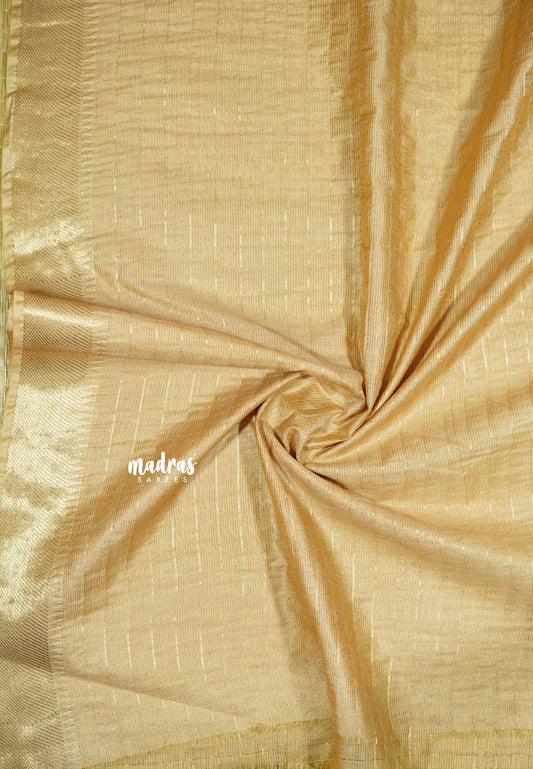 Mild sandal - Mangalgiri semi pattu checks body with getti border