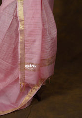 Pink Blossom - Mangalgiri semi pattu checks body with getti border - Best for Festive Wear