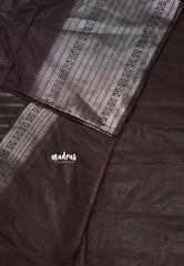 Wine Brown - Mangalgiri semi pattu with silver zari big border