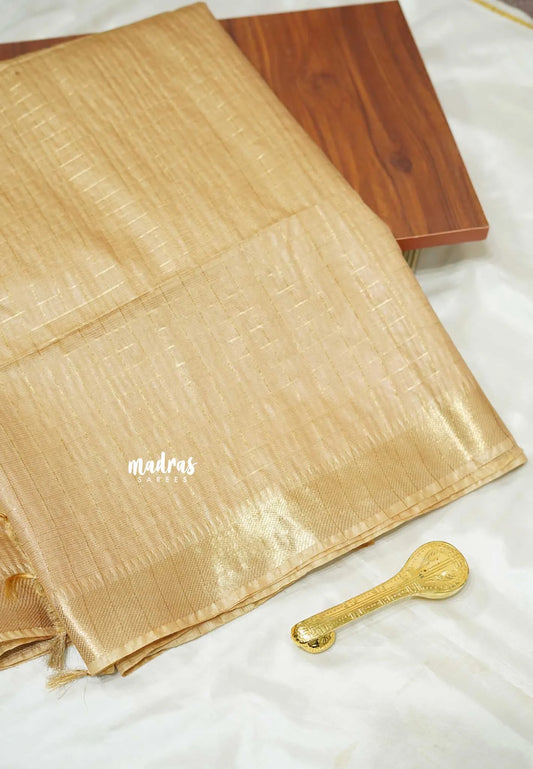 Mild sandal - Mangalgiri semi pattu checks body with getti border