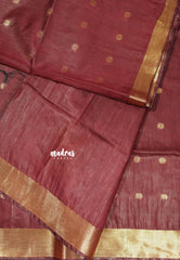 Majestic Maroon - Mangalgiri semi pattu with small zari Border