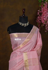 Pink Blossom - Mangalgiri semi pattu checks body with getti border - Best for Festive Wear