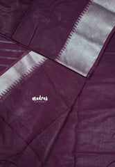 Royal Purple - Mangalgiri semi pattu with silver getti border
