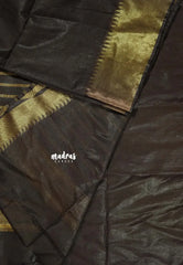 Coffee Brown - Mangalgiri semi pattu with golden getti border