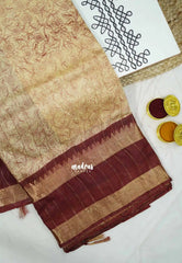 Mangalgiri semi pattu pen kalamkari body with getti rettapet border  - Maroon