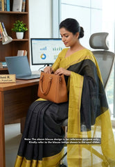 Elephant Black - Ananya - Soft Mangalore Silk Plain Saree with Skirt Border - Best for Office Wear