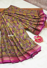 Multicolor with magenta pink border and blouse - Ananya - Soft Mangalore silk