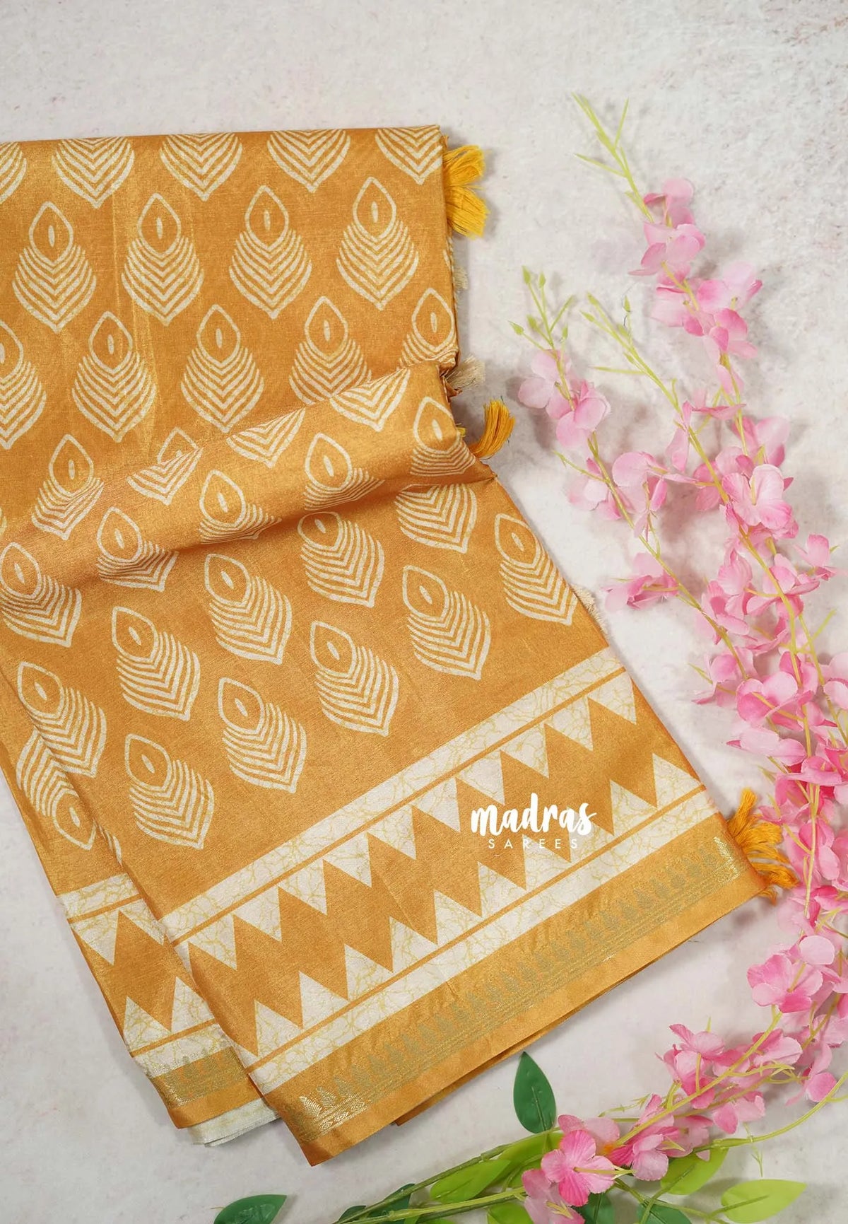 Design 5 Mustard Glow - Ananya - Soft Mangalore Silk Saree with Tiny Zari Border - Best for Office Wear