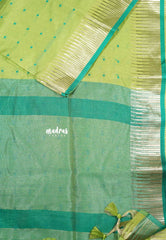 Pastel Green - Manjari - Premium raw silk with full weaving buttas body