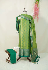 Fresh Green - Manjari Raw Silk Salwar Suit with Thread Weaving - Best for Wedding Functions