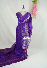 Dual Shade Purple - Manjari - Raw Silk with Gap Temple Border - Best for Diwali Festive | Temple Visit