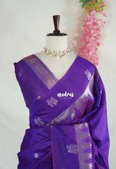 Dual Shade Purple - Manjari - Raw Silk with Gap Temple Border - Best for Diwali Festive | Temple Visit