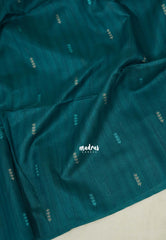 Teal Green - Manjari - Raw Silk Saree Ikkat Weaving with Pallu and Blouse - Best for Small Functions