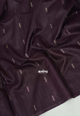 Wine Brown - Manjari - Free Clutch - Raw Silk Saree Ikkat Weaving with Pallu and Blouse - Best for Small Functions