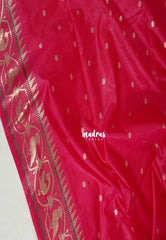 Queen's Pink - Manjari - Raw Silk Premium Patola Weaving Border and Pallu - Best for Diwali Festive | Reception