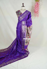 Violet Purple - Manjari - Raw Silk Premium Patola Weaving Border and Pallu - Best for Diwali Festive | Reception