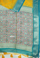 Manjari - Full patola heavy weaving raw silk - Yellow