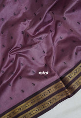 Dark Mauve Pink - Manjari - Raw Silk Saree with Rettapet Border and Buttas - Best for Small Functions