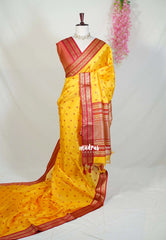 Mango Yellow - Manjari - Raw Silk Saree with Rettapet Border and Buttas - Best for Small Functions
