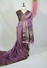 Dark Mauve Pink - Manjari - Raw Silk Saree with Rettapet Border and Buttas - Best for Small Functions