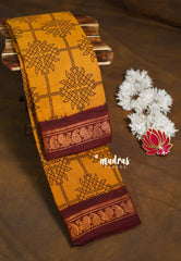 Golden Mustard - Subbulakshmi – Madras Margazhi Special Sungudi Cotton Saree kolam prints with traditional border no blouse