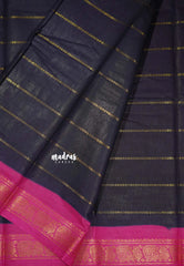 Dark Jamun with pink - Margazhi - Madurai Sungudi velthari pattern peacock1 border