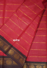 Brick red with brown - Margazhi - Madurai Sungudi velthari pattern round peacock border