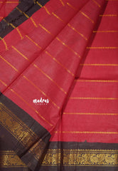 Brick red with brown - Margazhi - Madurai Sungudi velthari pattern peacock 2 border